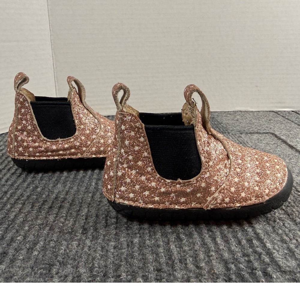 Old Soles Twinkle Rose Gold Glitter Star Baby Boots Chelsea Shoes AUS 3 US 4